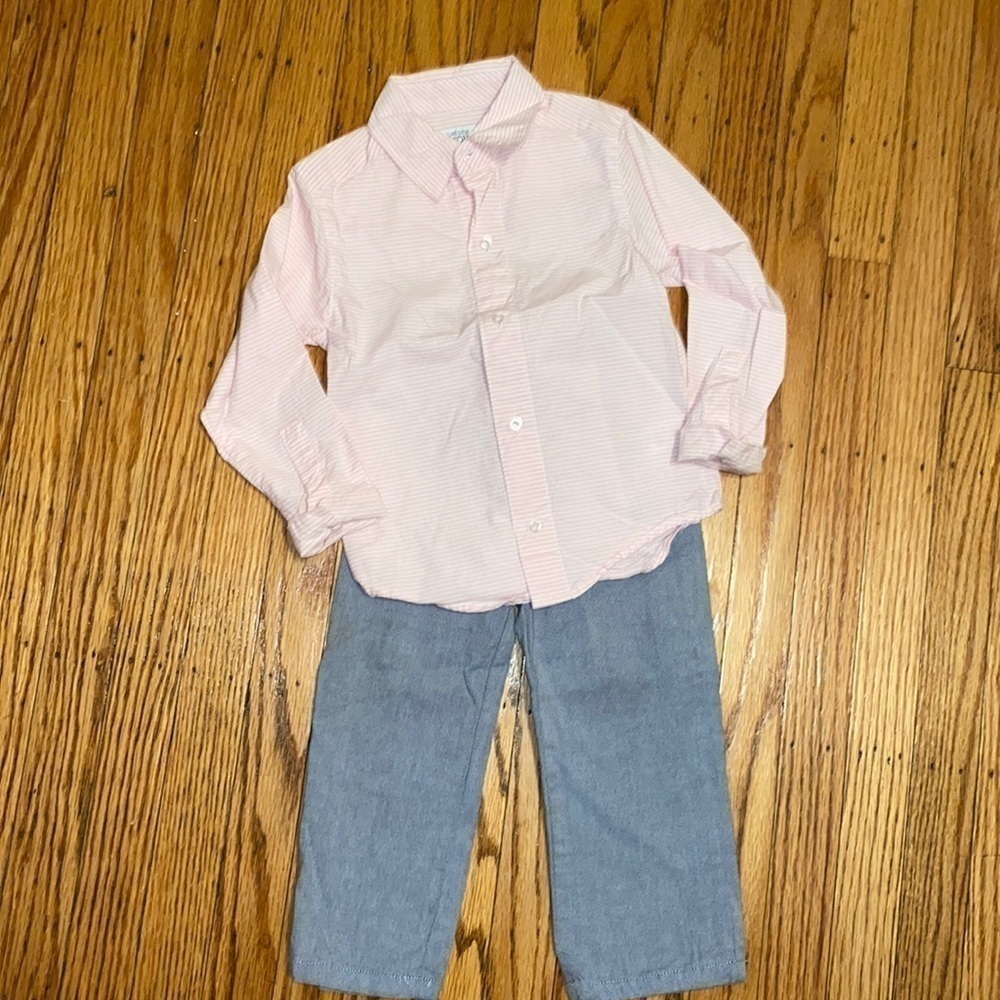 2PC carters size 3t set - pink and one button down and blue pants